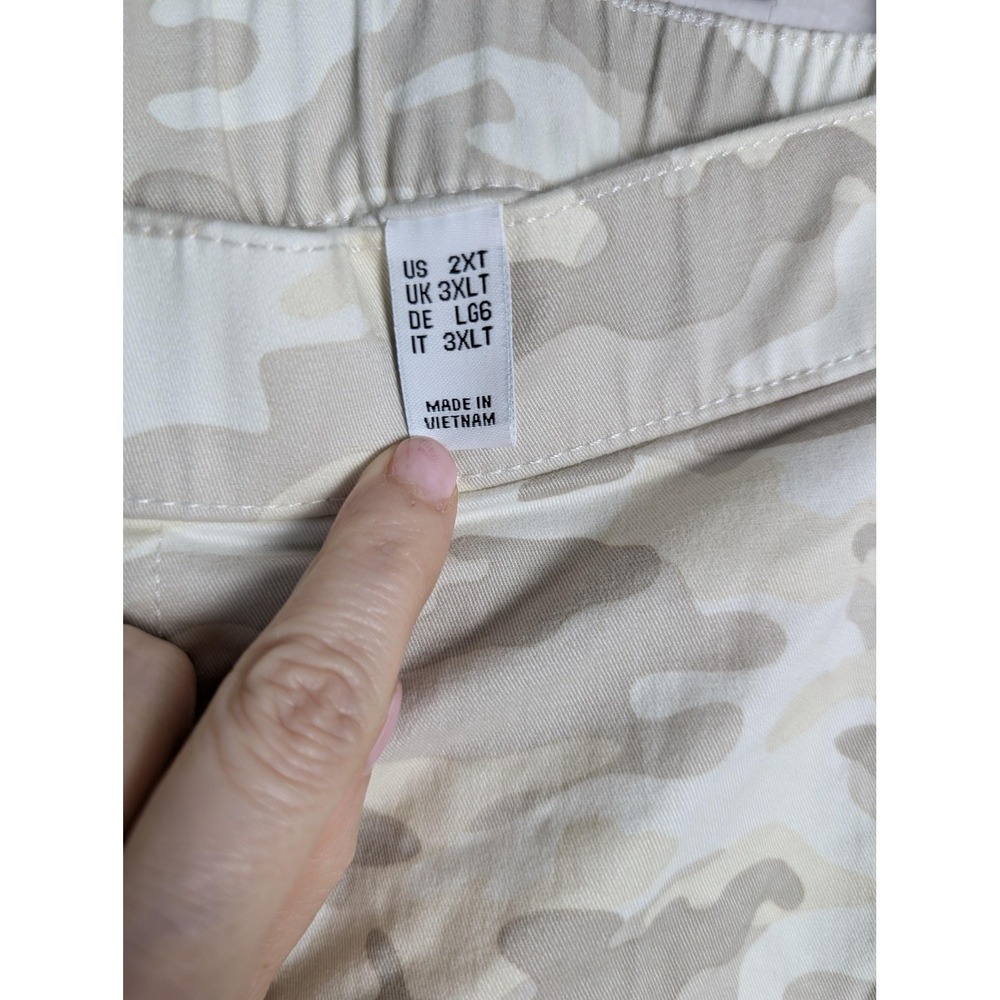 Denim & Co. Pants Womens 2XT Beige Camo Relaxed Chino Pull On Stretch Pockets - Picture 3 of 8